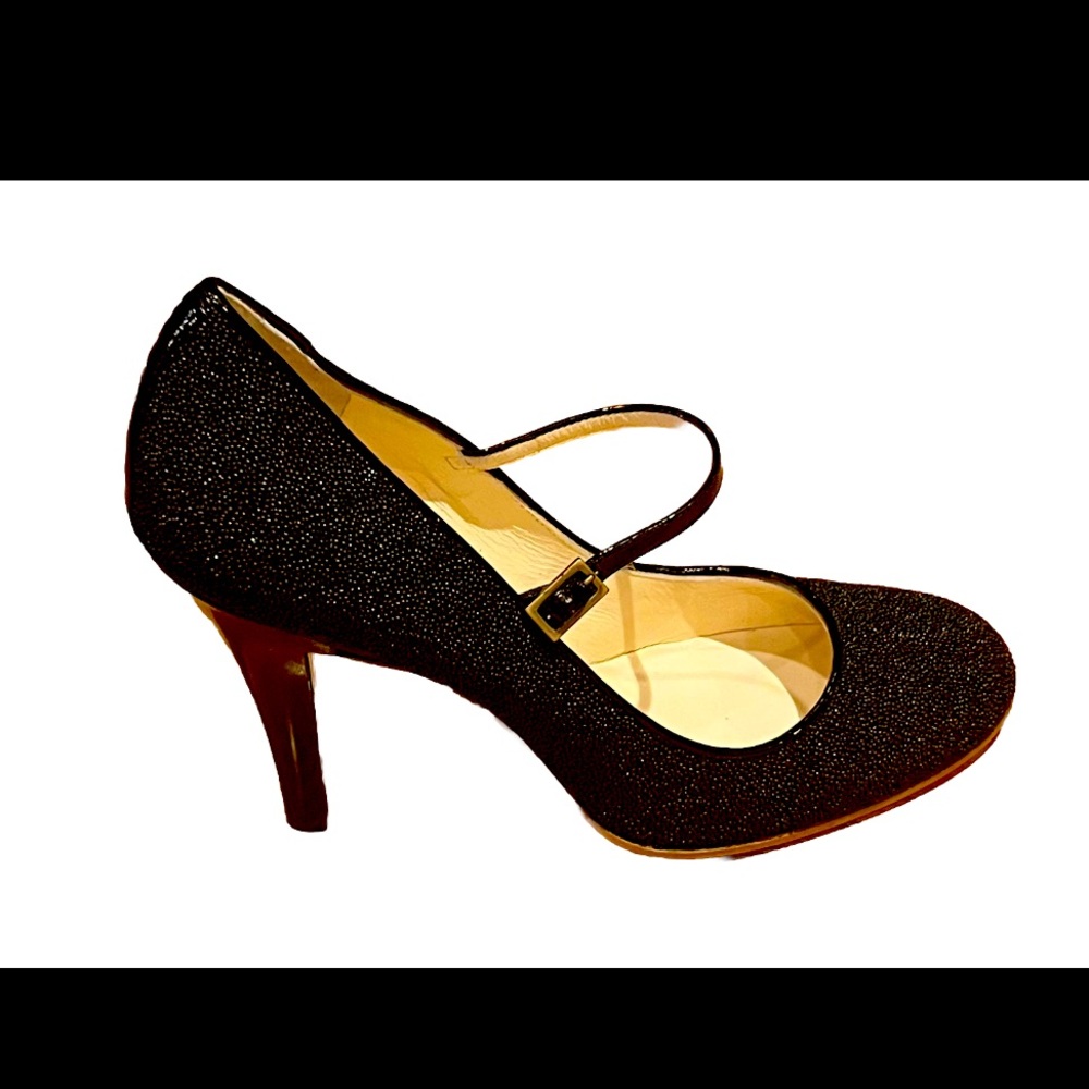 MARC JACOBS Sparkling Black Leather Stiletto Heels Size 8.5M